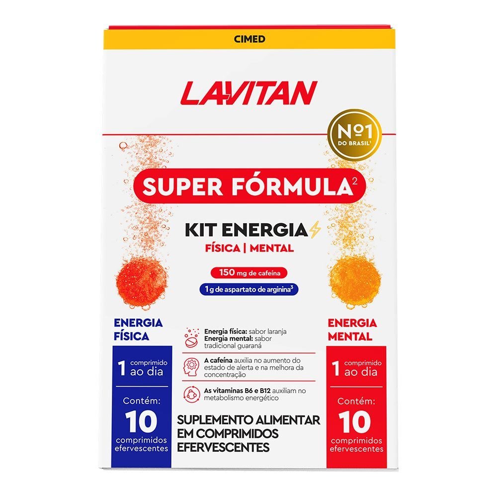 Lavitan Kit Físico e Mental 10 comprimidos efervescentes cada - Cafeína + Arginina