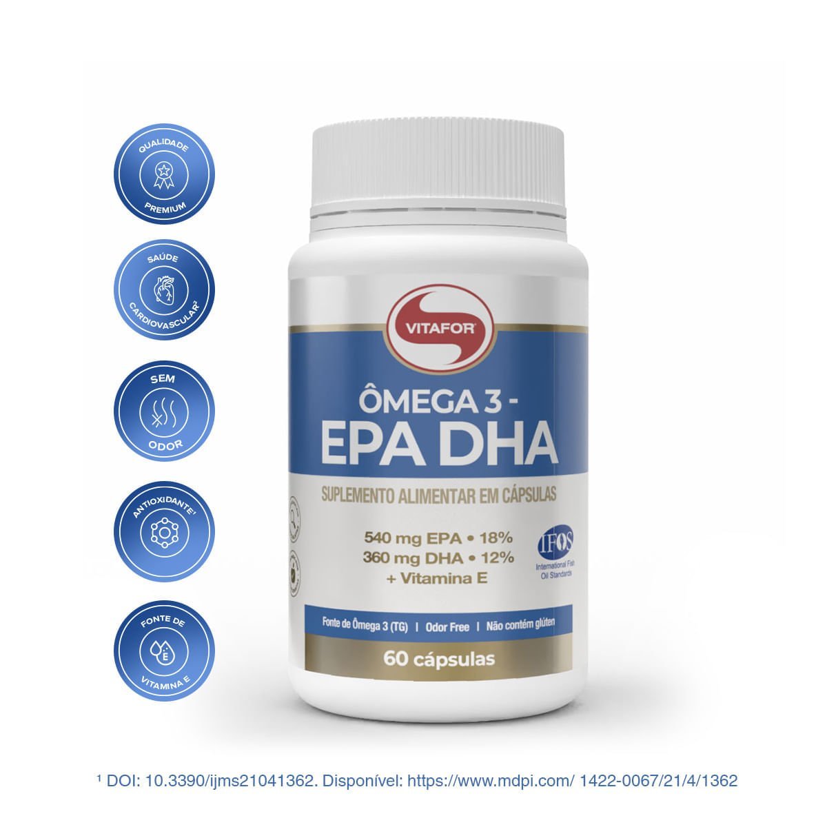 Ômega 3 EPA DHA Vitafor com 60 cápsulas